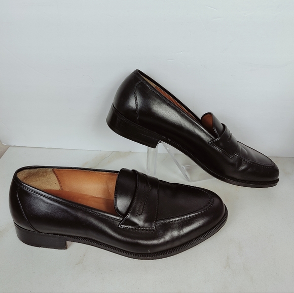 Salvatore Ferragamo Men's Black Leather Penny Loafers Dress Shoes, Sz 9.5 - Picture 2 of 8